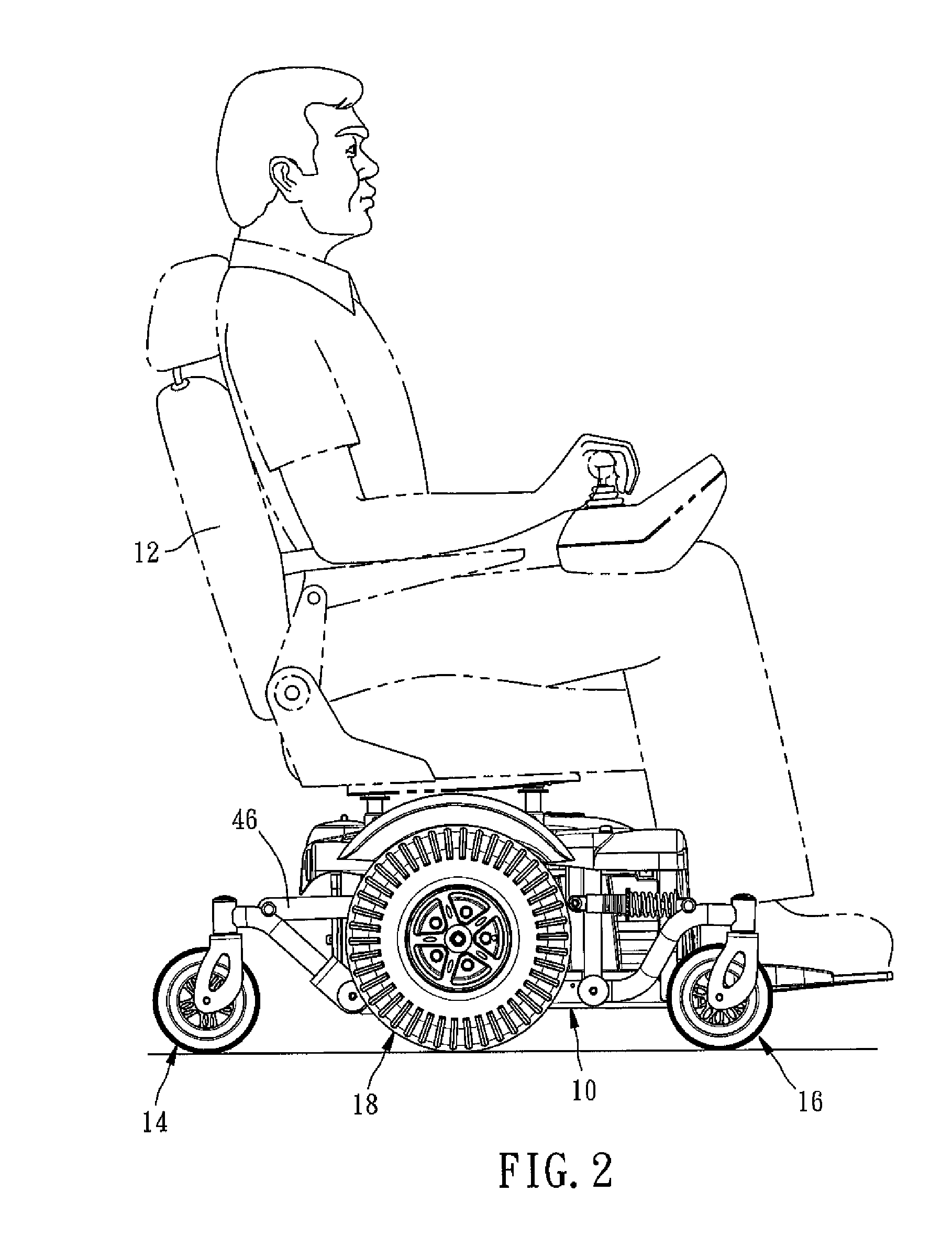 Wheel set structure of an electric wheelchair