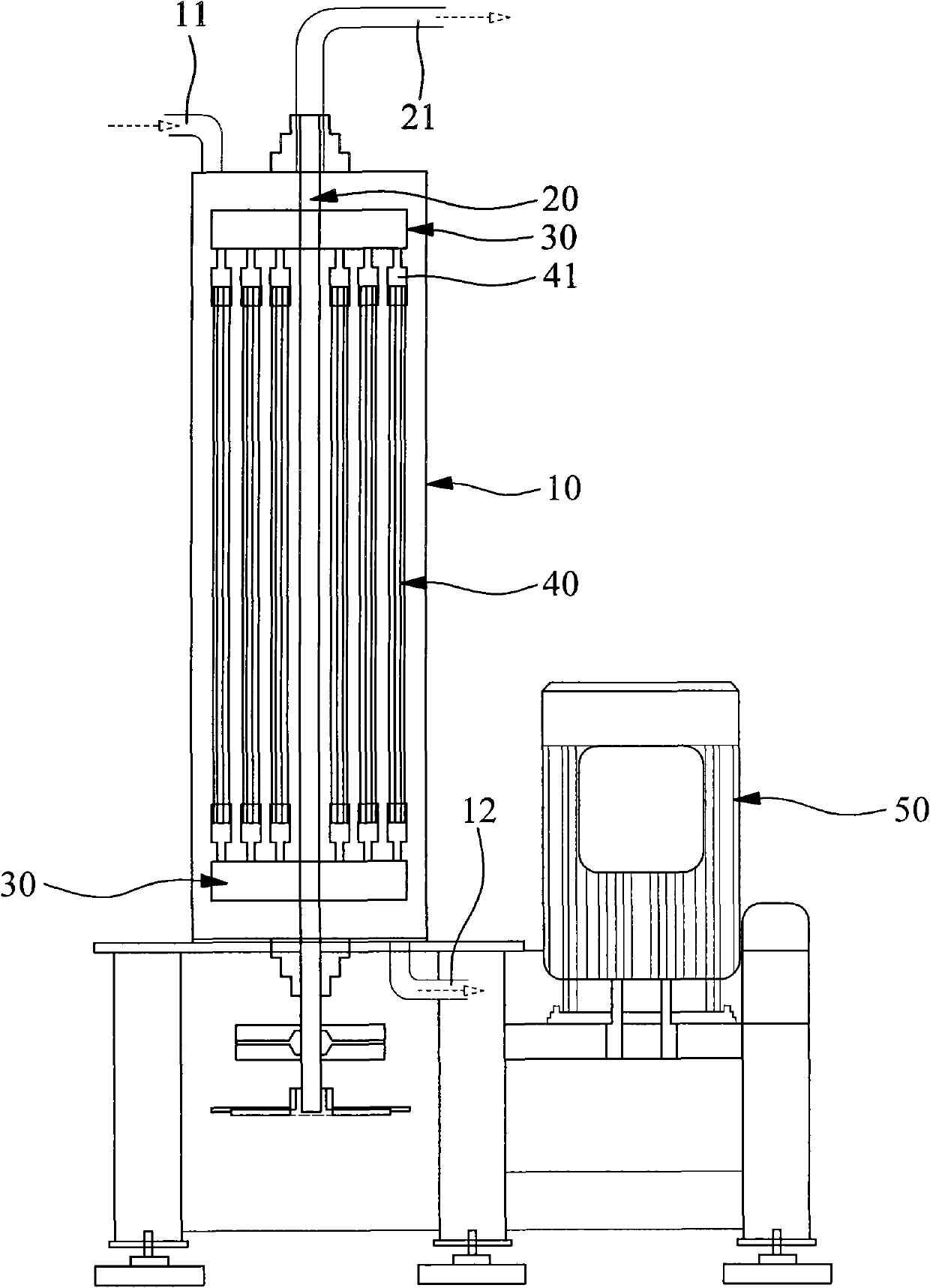 Reciprocating rotation type feed liquid and film separation method and device