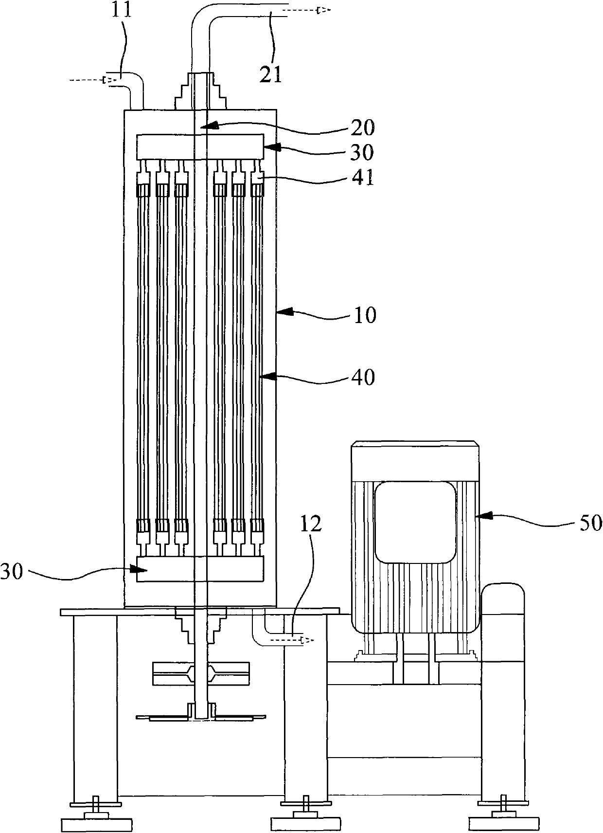 Reciprocating rotation type feed liquid and film separation method and device