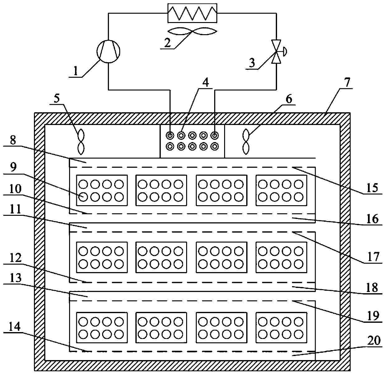 A microporous jet type fruit and vegetable ice temperature storage