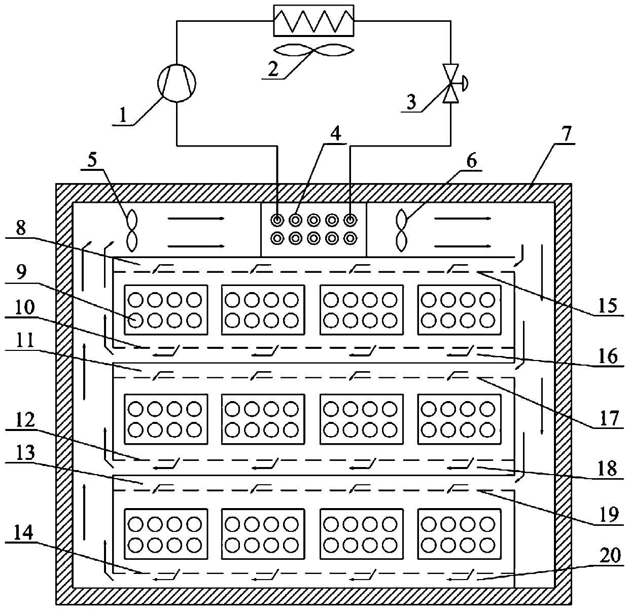 A microporous jet type fruit and vegetable ice temperature storage