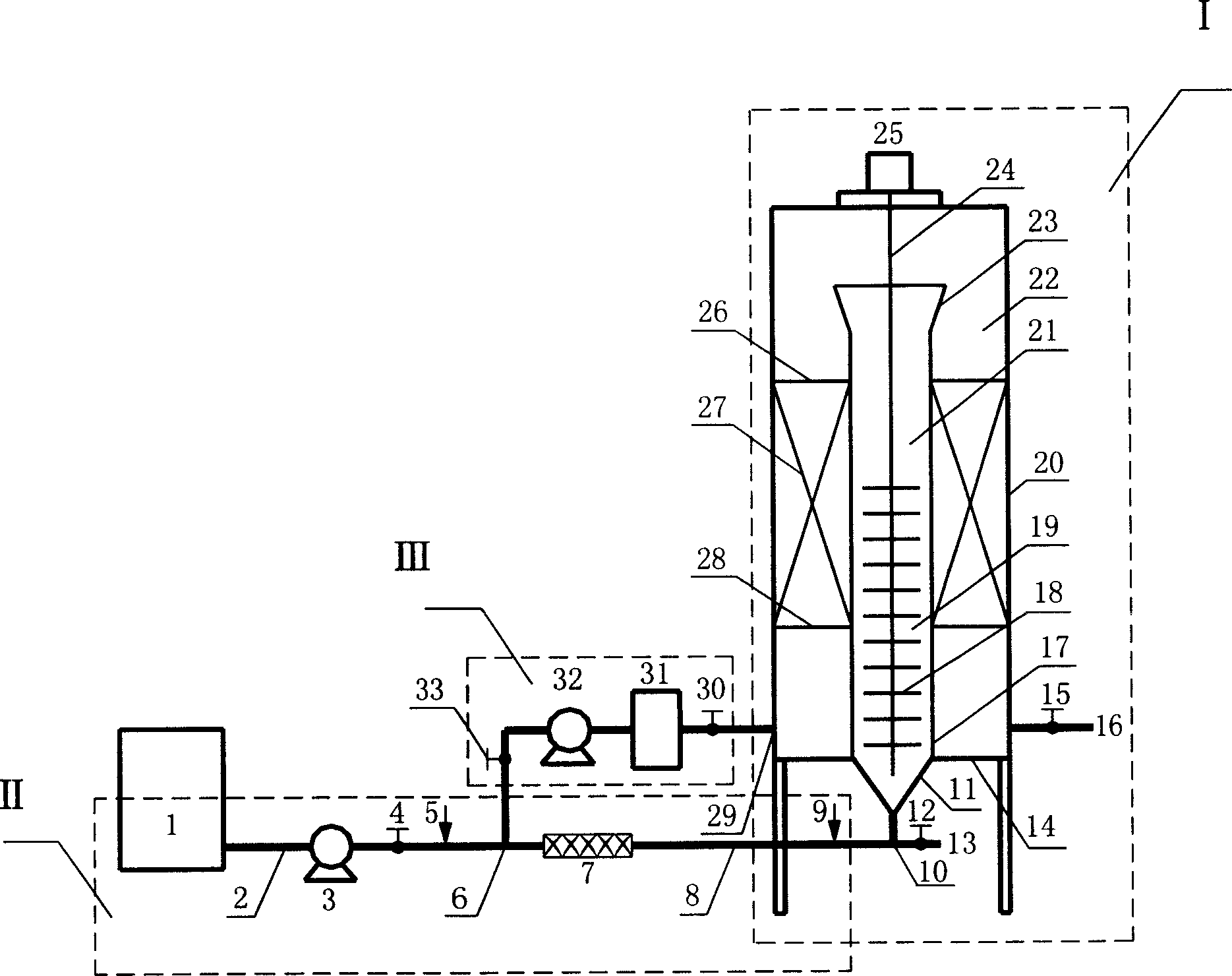 Sewage treatment device with biological granulating fluidized bed