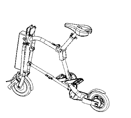 V-handlebar portable electric bicycle normally walked after being folded
