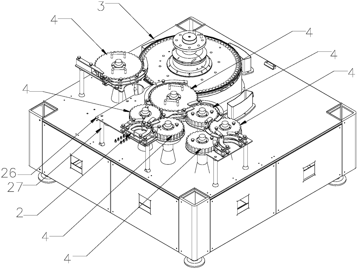 Hollowed-out star wheel guardrail and light inspection machine