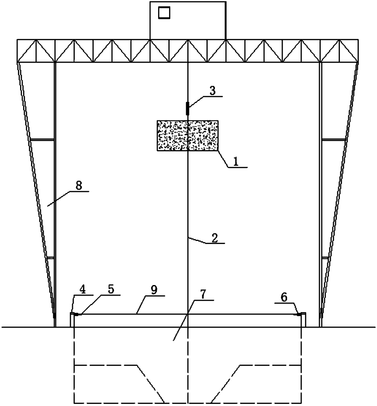 Rope type guided directional impact device for dynamic test of energy dissipater of rock fall protection system