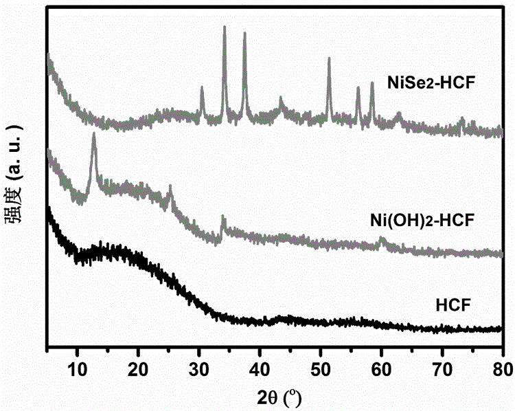 Nickel selenide/hollow carbon-fibre composite and preparation method thereof