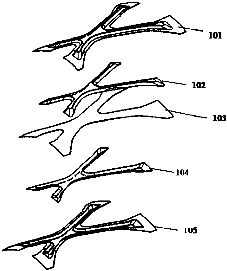 X-type composite rocket inter-stage section or inter-box section connecting structure