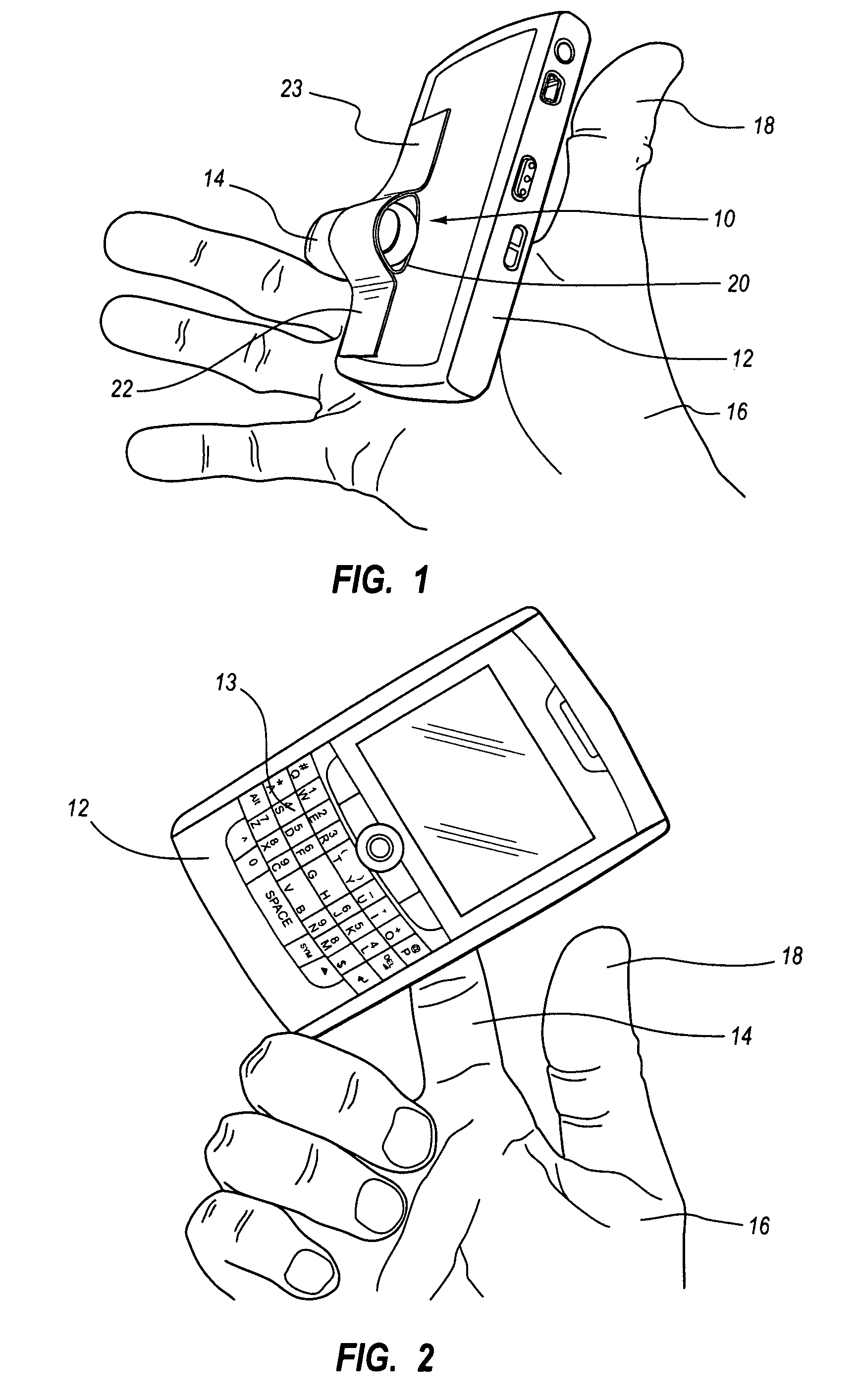 Finger holder for handheld communication units
