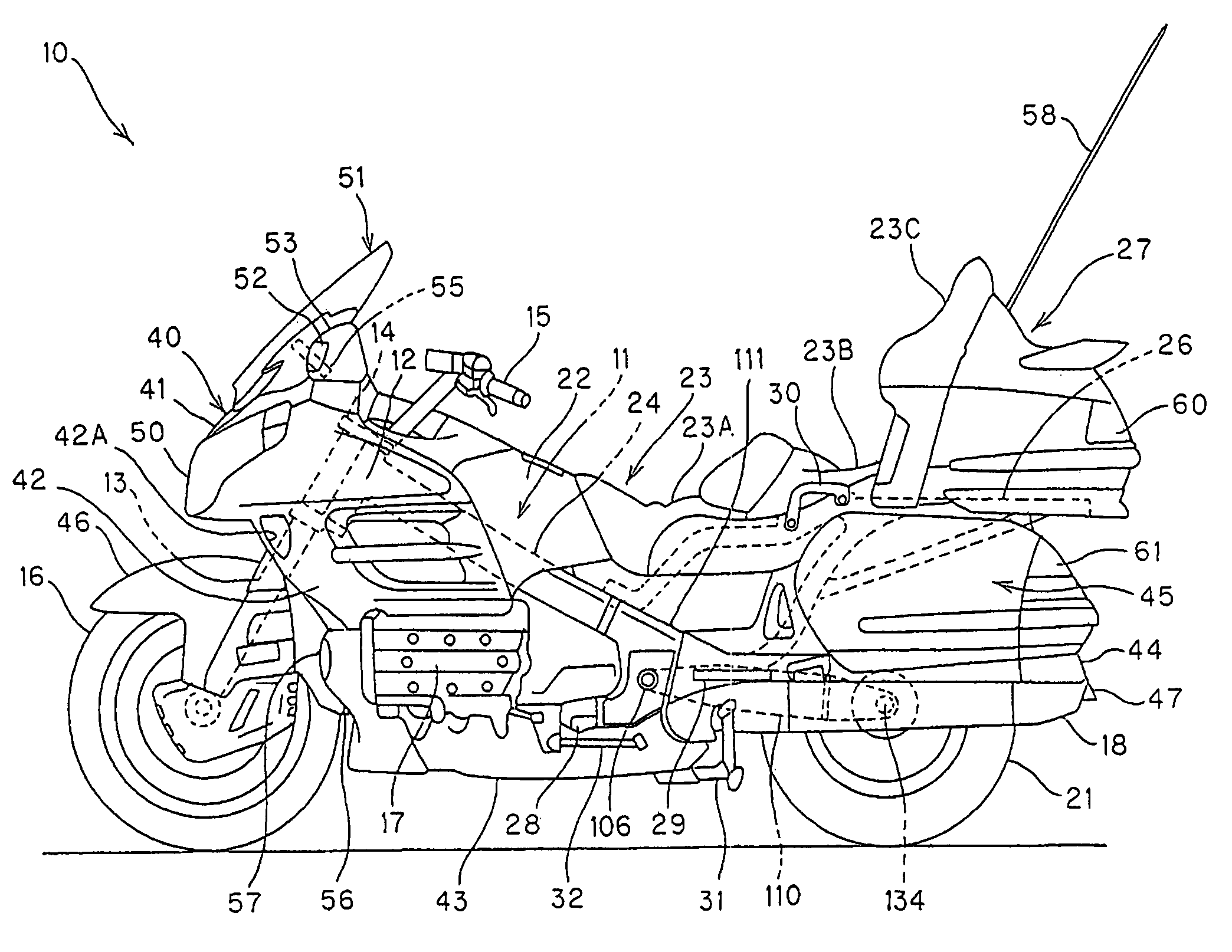 Shaft-driven motorcycle with pivotally mounted swing arm and related support structure