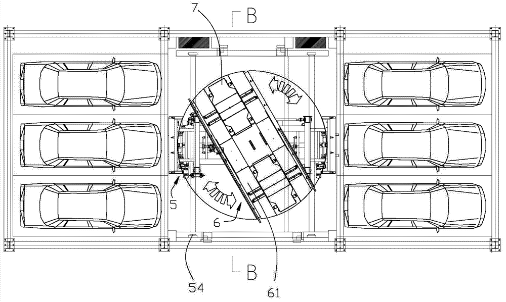 Vertical lift horizontal rotating storage type solid parking garage
