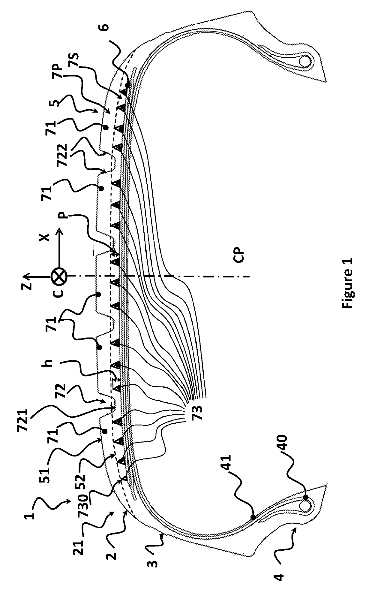Tire comprising a tread containing circumferential reinforcing elements in the sublayer