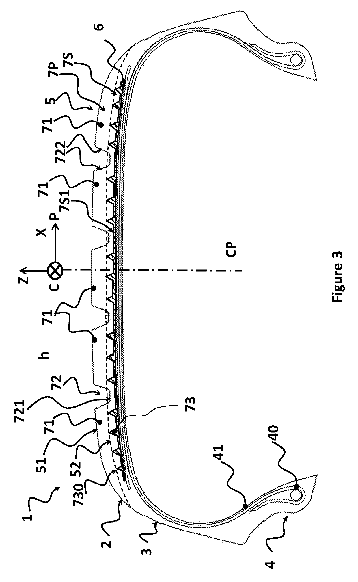 Tire comprising a tread containing circumferential reinforcing elements in the sublayer