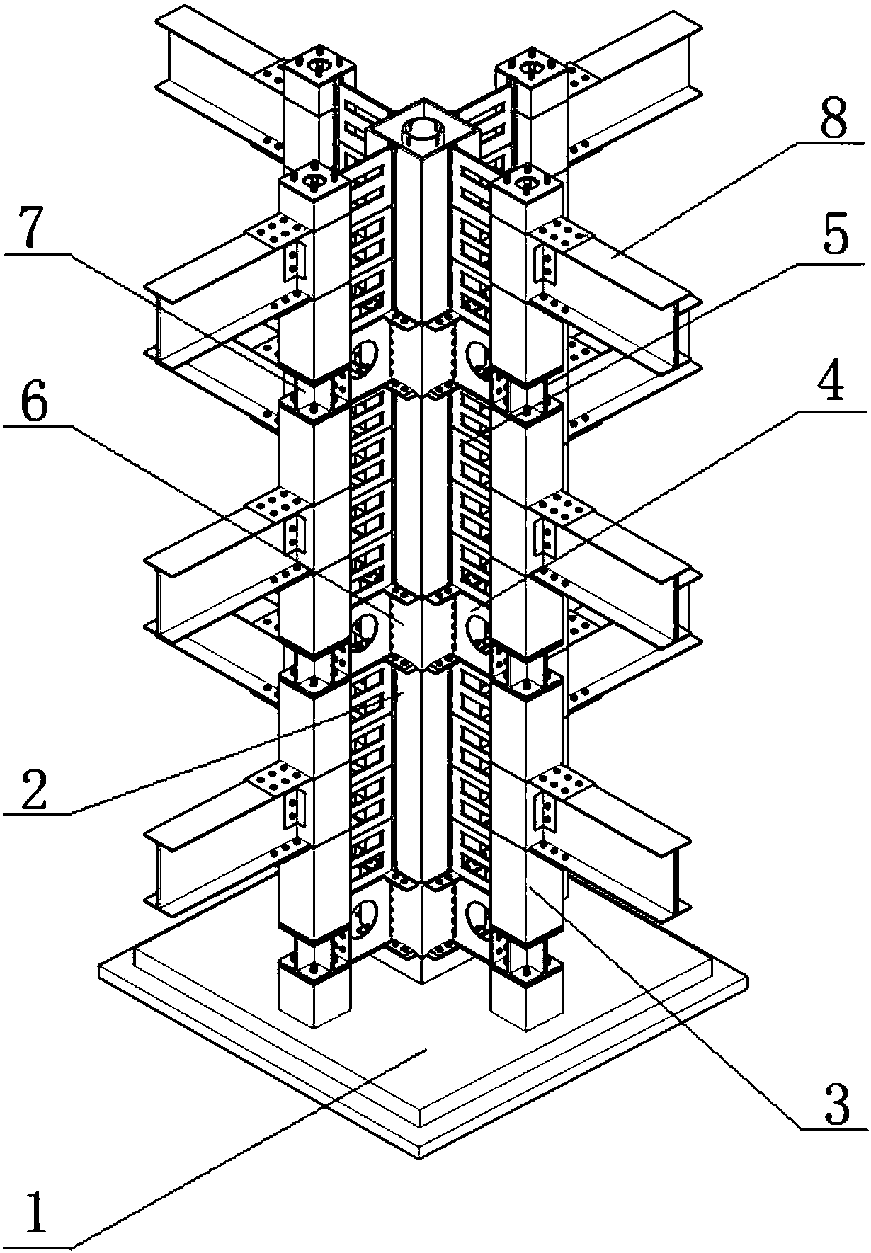 Prefabricated double-energy consumption recoverable square steel tube concrete composite column and installation method thereof