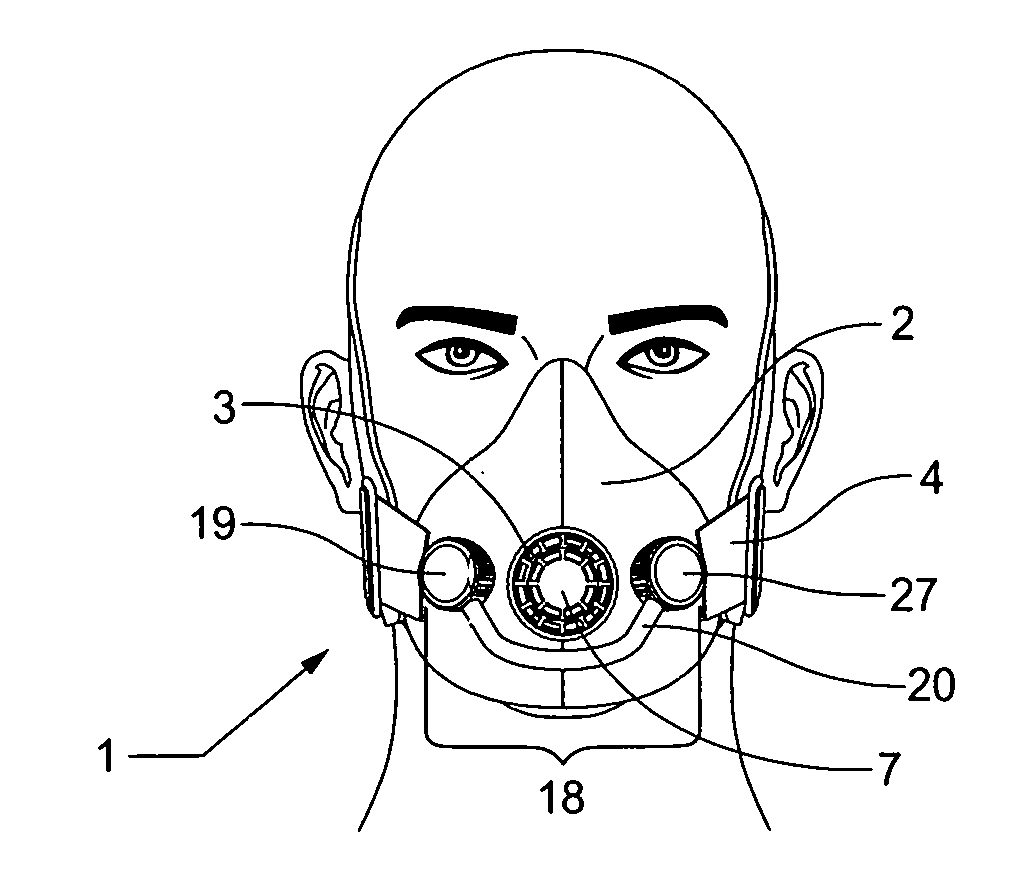 Infinitely adjustable training mask with an air filter and a drinking device