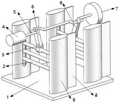 Multi-cylinder serial crankshaft type flow power generating device based on galloping effect