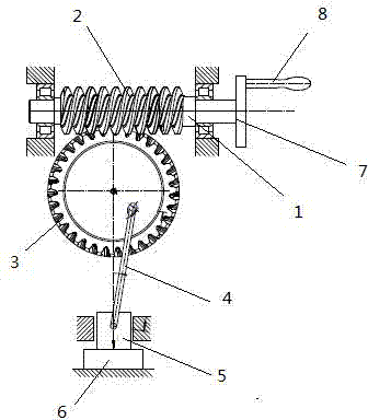 Manual pressing device based on worms, worm wheels and crank connecting rod transmissions
