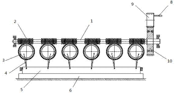 Manual pressing device based on worms, worm wheels and crank connecting rod transmissions