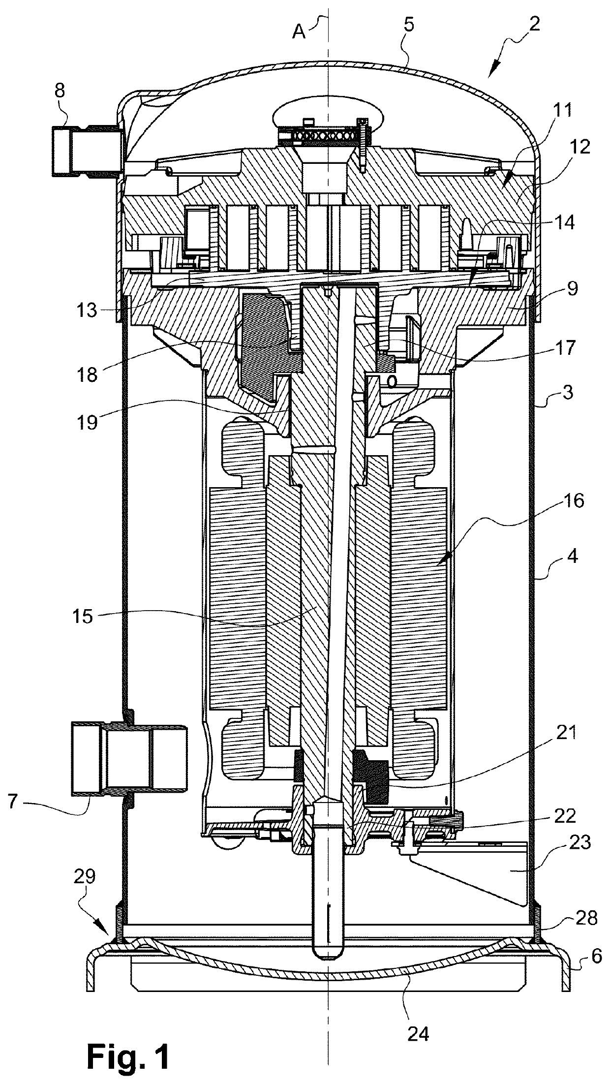 A scroll compressor including a baseplate having a mounting base and a cylindrical rim secured by a double-welded t-joint