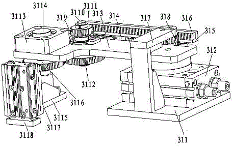 Feeding rotating assembly for piston rod feeding mechanism