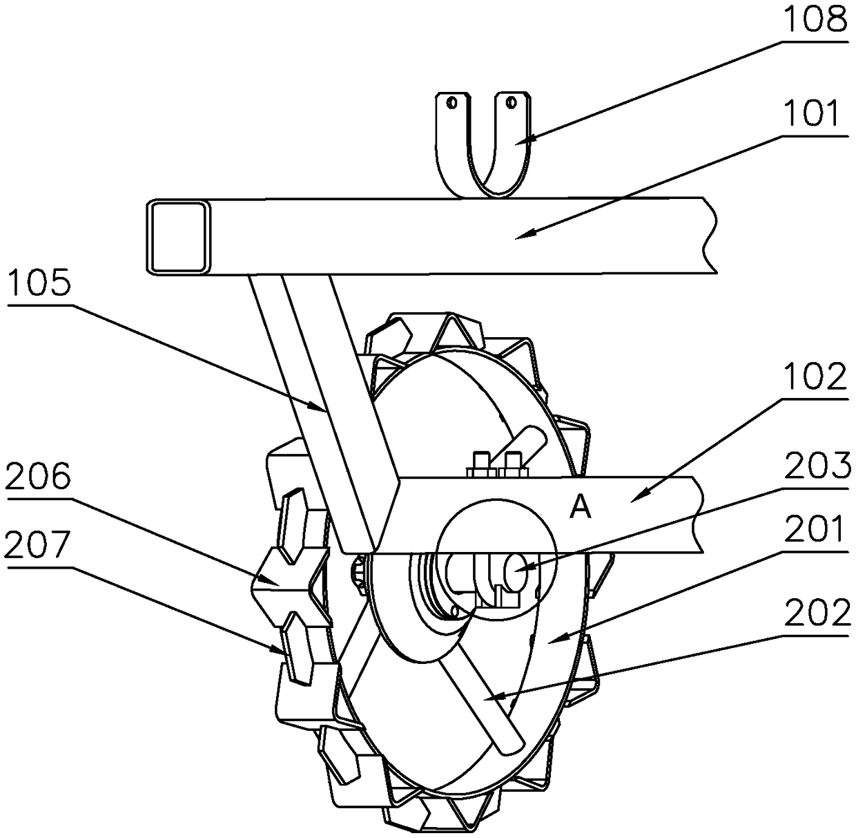 Furrow ridge film mulching device for agricultural use