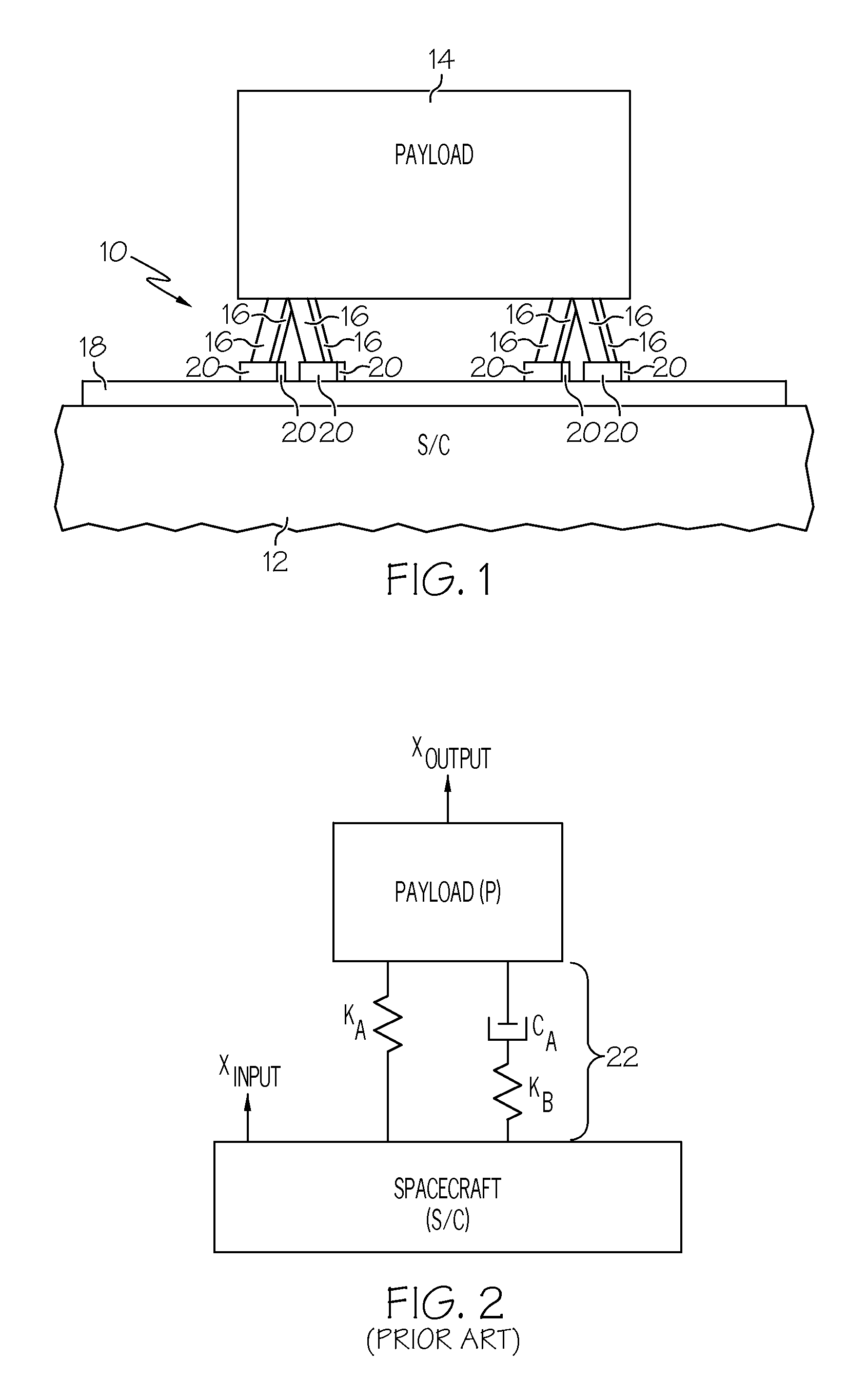 Passive isolation devices providing low frequency damping of low mass payloads and spacecraft isolation systems employing the same