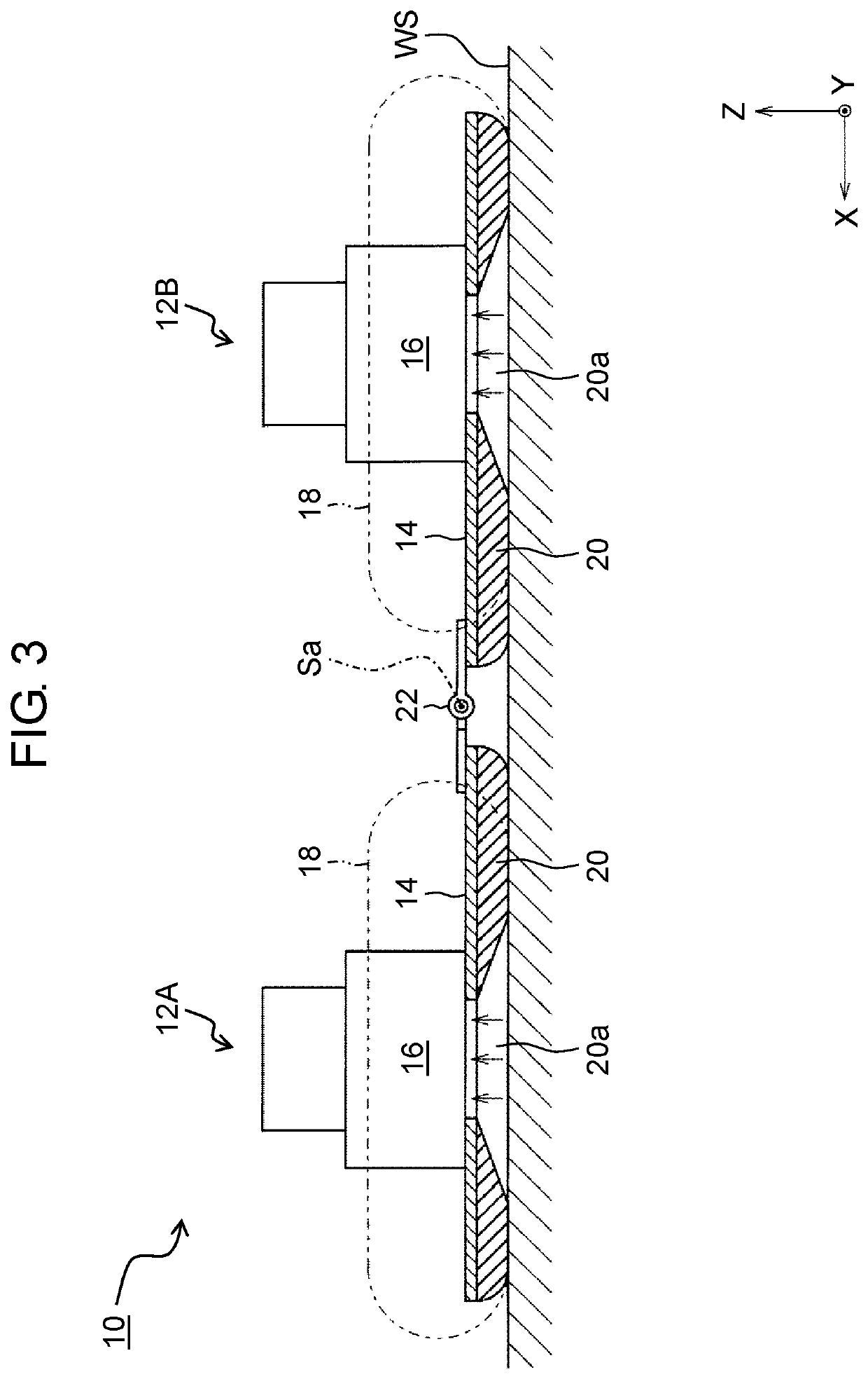 Wall surface suction traveling device