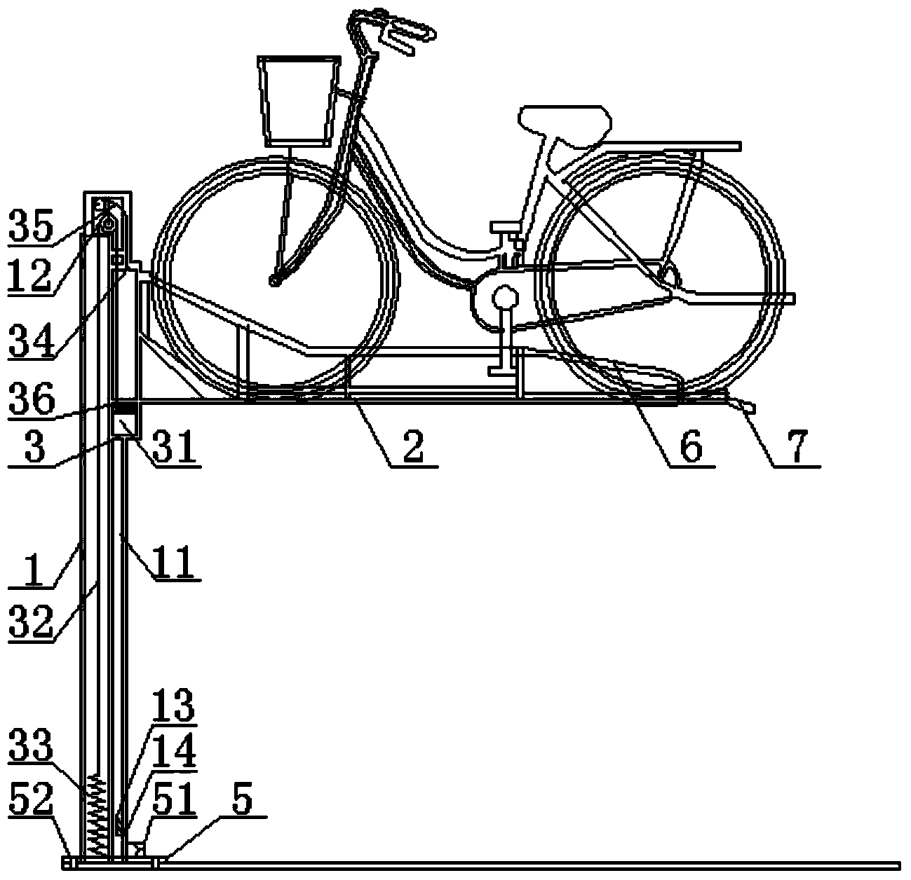 Vertical-lifting-type bicycle stander
