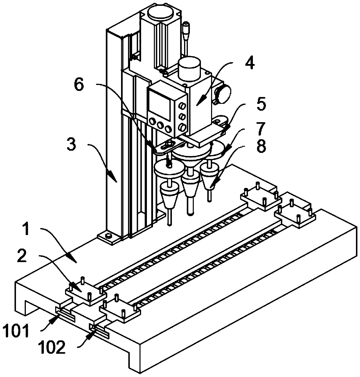 Bench drilling equipment for multi-station machining of non-mounting and dismounting drilling bit