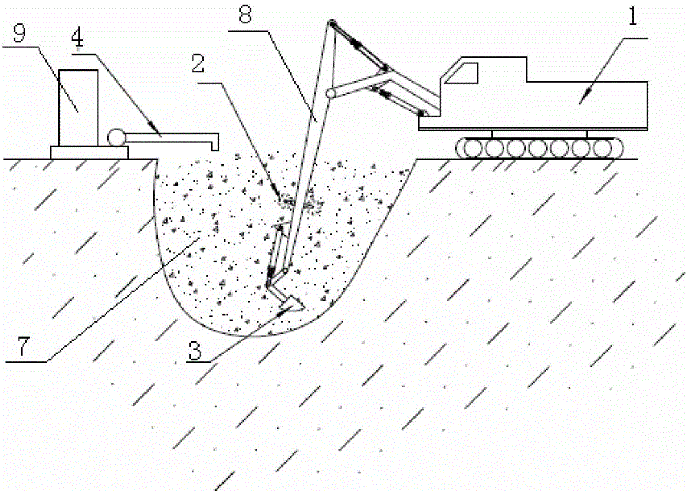 Construction method of cement-soil-rock gravity wall with composite mixing of bucket hob wheel