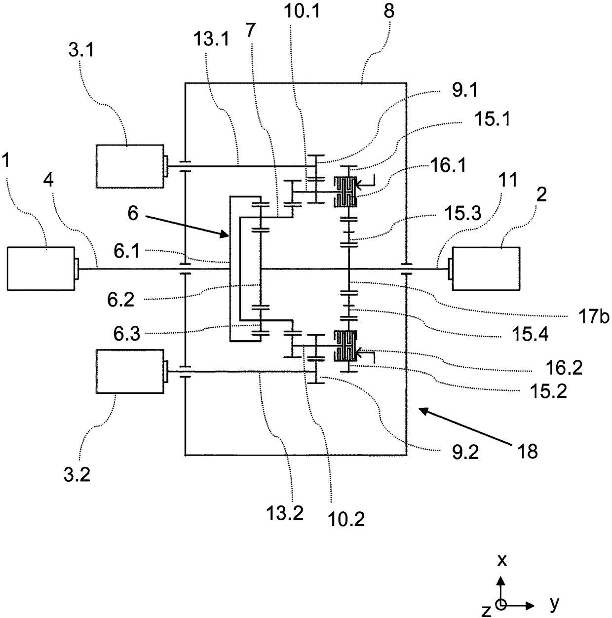 Drive device with speed modulation gearbox