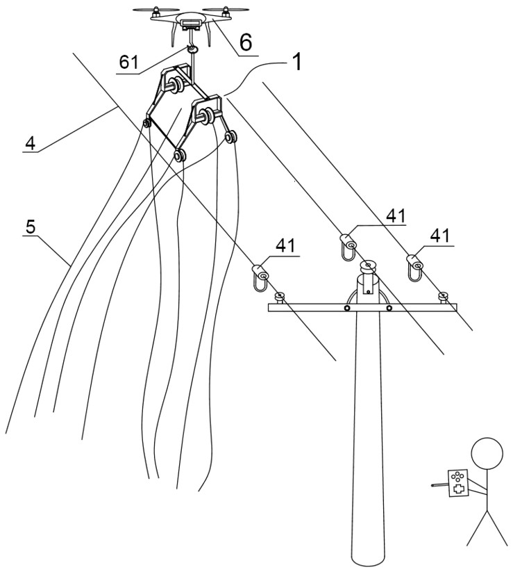 A robot for hanging grounding wires of power distribution overhead lines and its working method