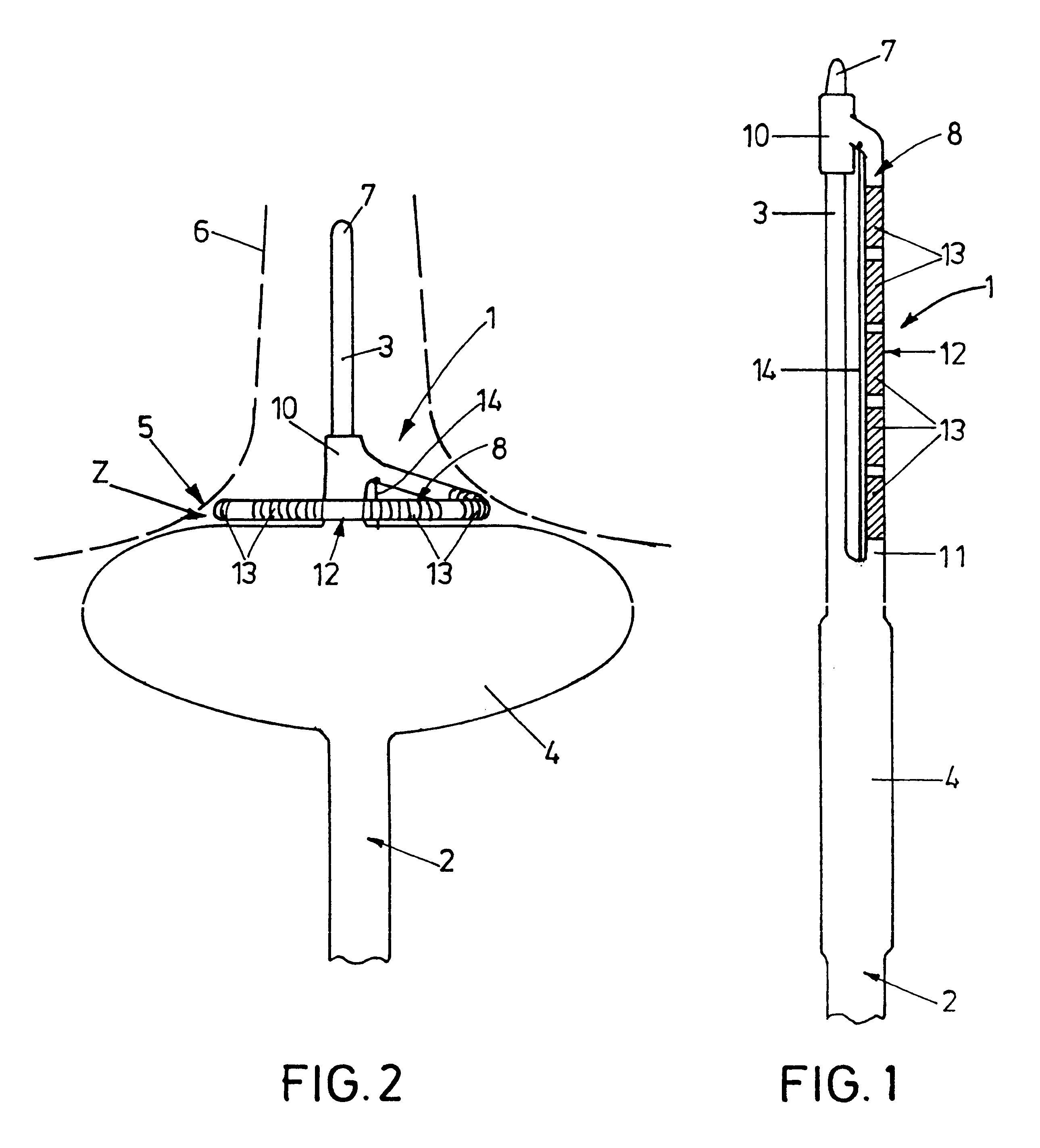Ablation device for cardiac tissue, especially for forming a circular lesion around a vessel orifice in the heart