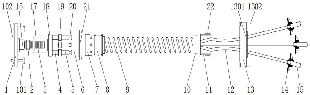 A two-end tension structure of bonded post-tension prestressed beam constructed in sections