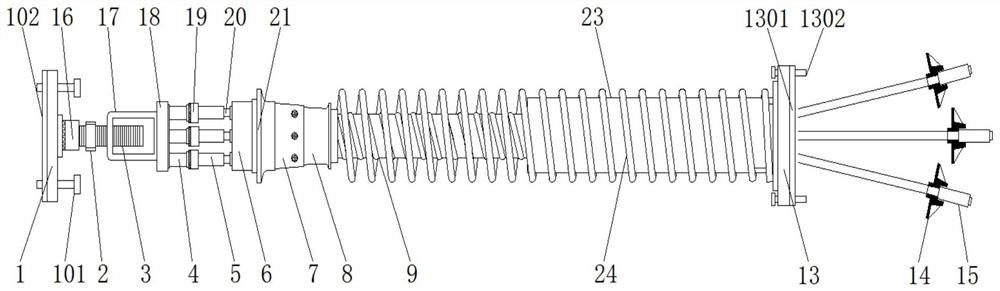 A two-end tension structure of bonded post-tension prestressed beam constructed in sections