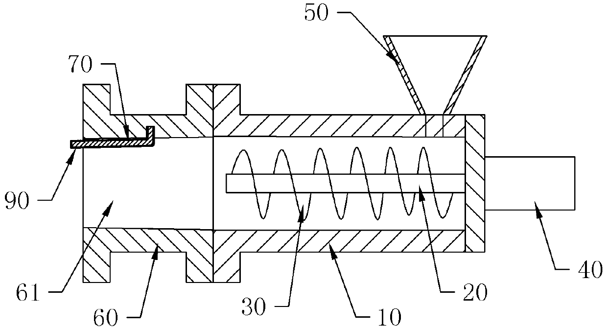 Extrusion device for processing rubber