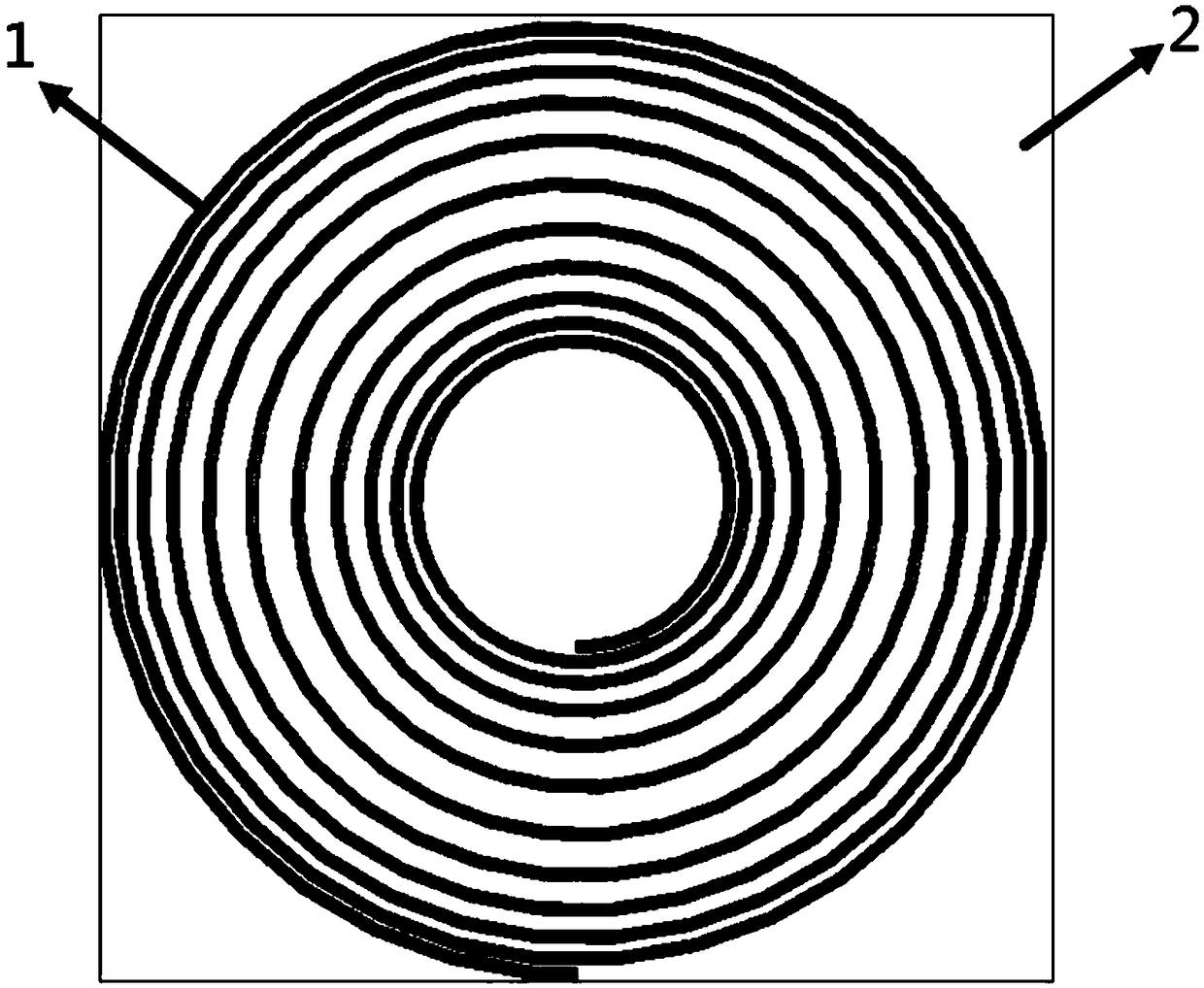 A variable turn pitch planar helical coil