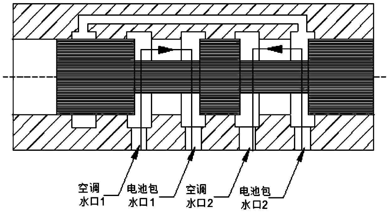 Battery pack cooling system arrangement structure with four-way valve