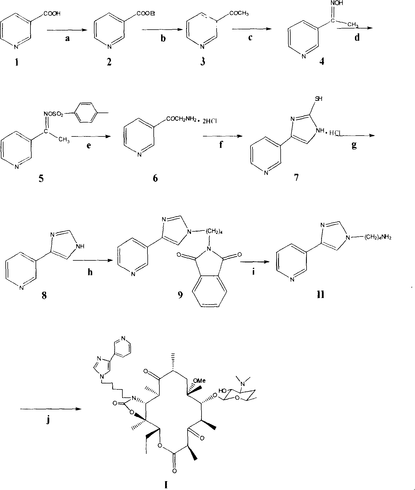 Semi-synthesis method for preparing antibiotic telithromycin