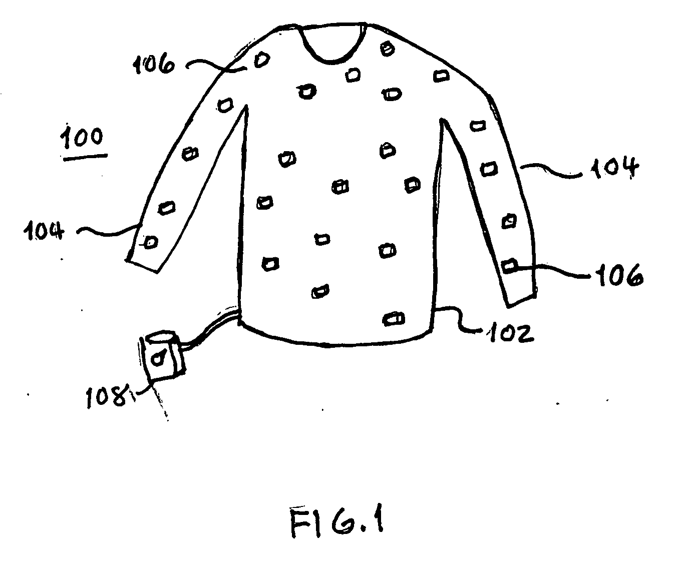 Garment for electrical muscle stimulation of muscles in the upper body and arms and legs