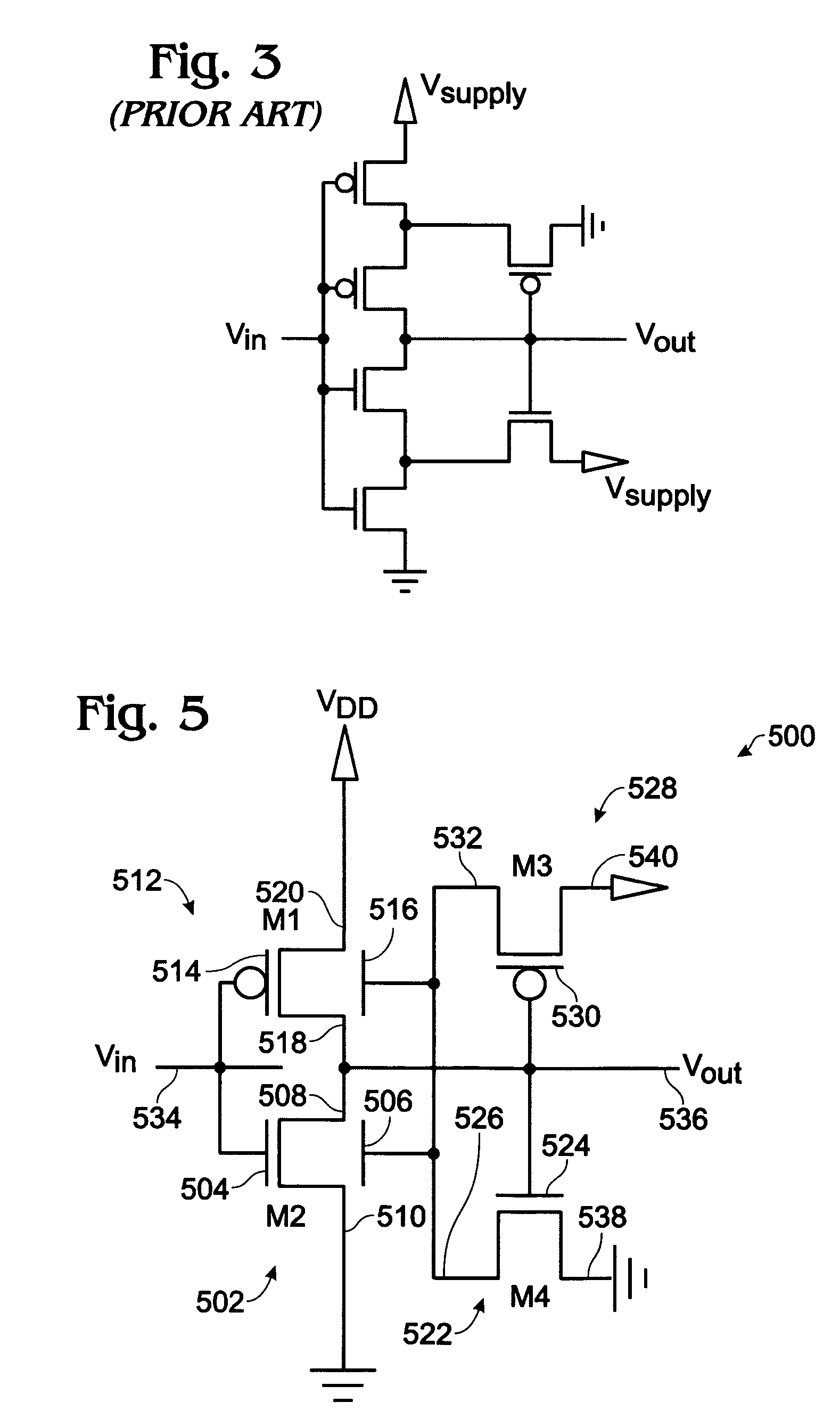 Four-transistor Schmitt trigger inverter