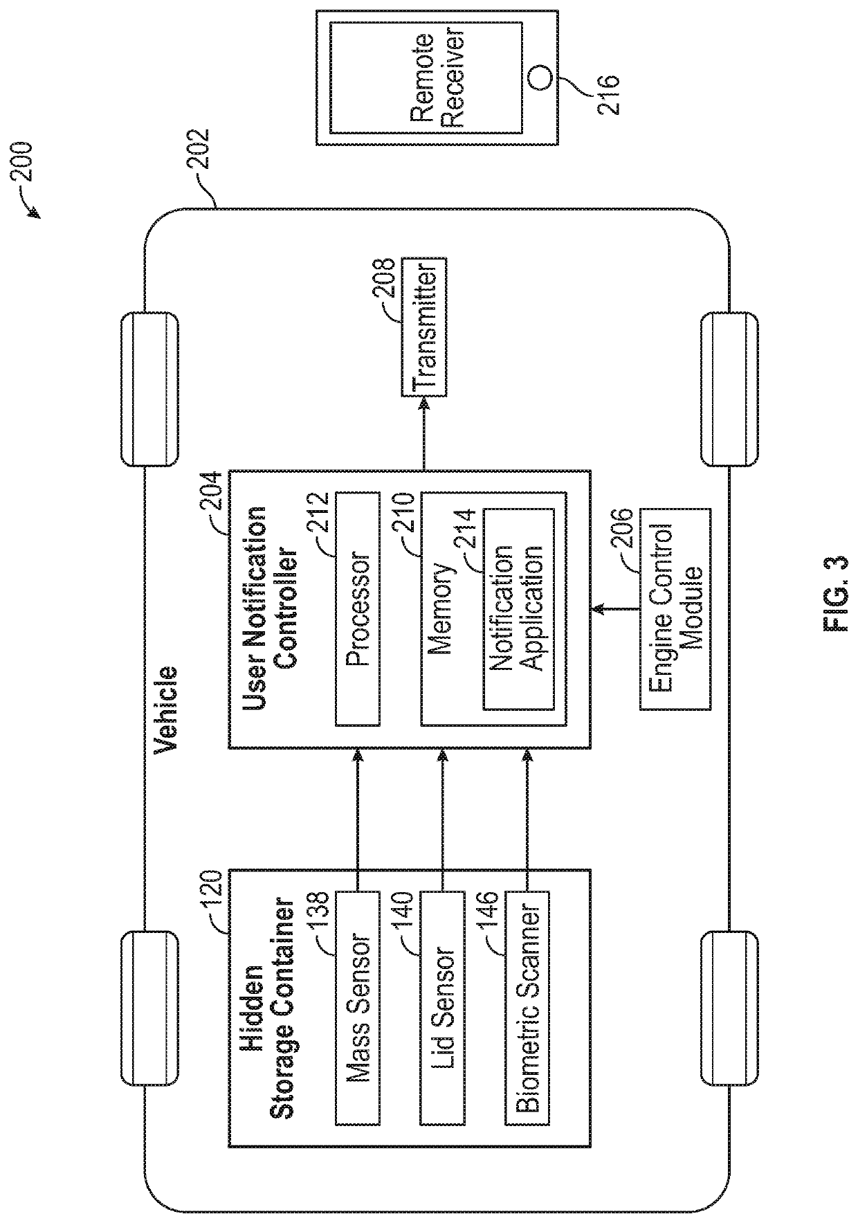 Hidden storage compartment having a user notification system and method of using the same