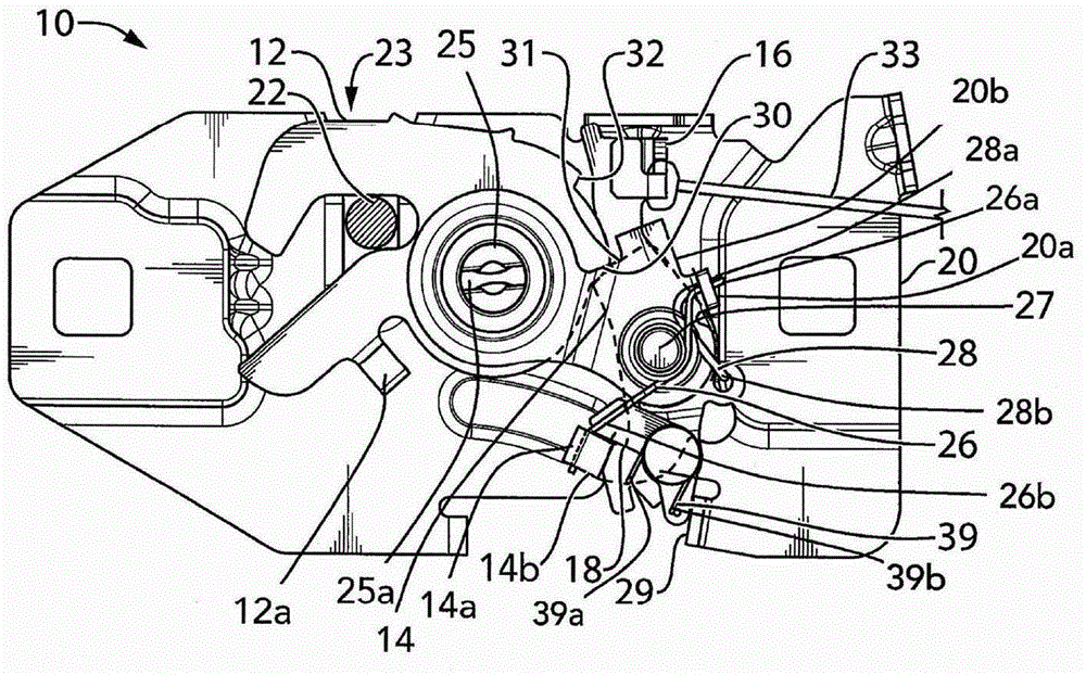 Latch with double pull for closure panel