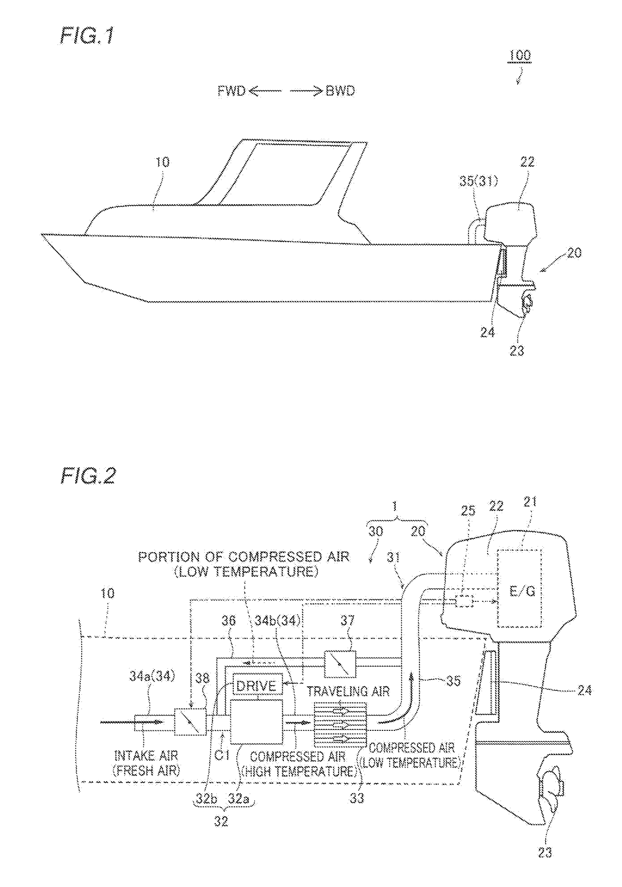 Outboard motor unit and marine vessel