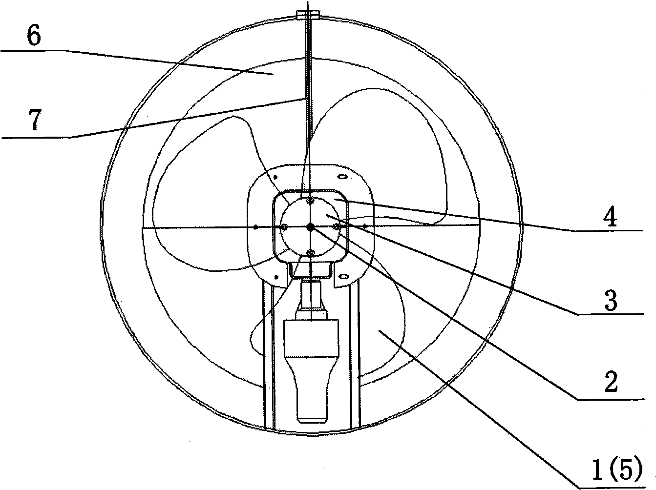Electric fan constructional device for blowing simultaneously in positive and negative directions