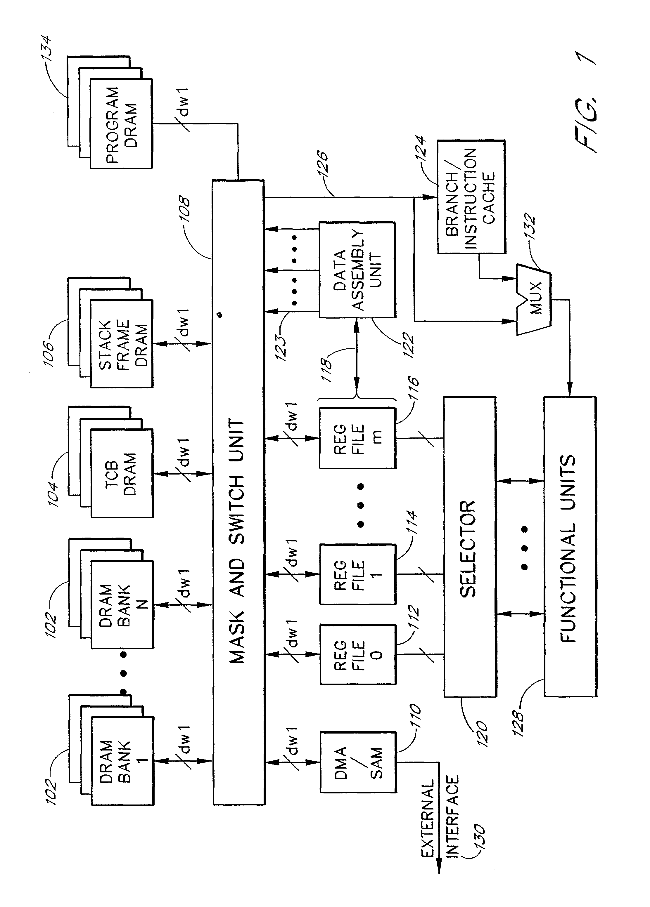 Program controlled embedded-DRAM-DSP architecture and methods