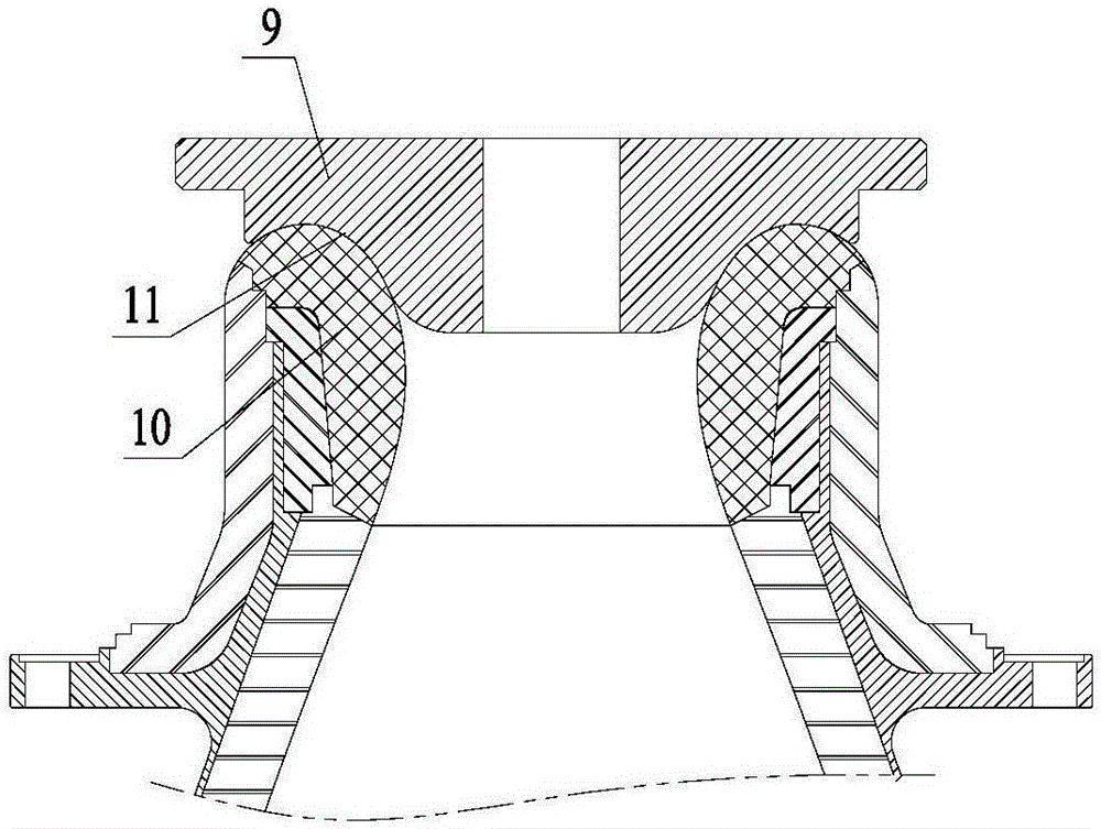 Bonding method for jet pipe and flexible plug cover of solid rocket engine and sealing tool