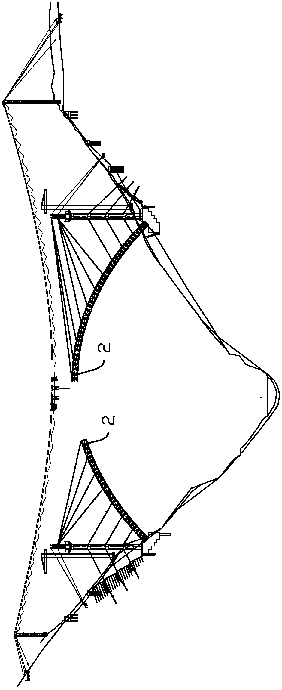Construction method of extra-long-span stiff skeleton