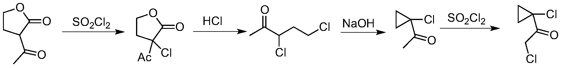 Synthetic process of 1-chloro-cyclopropanecarbonyl chloride