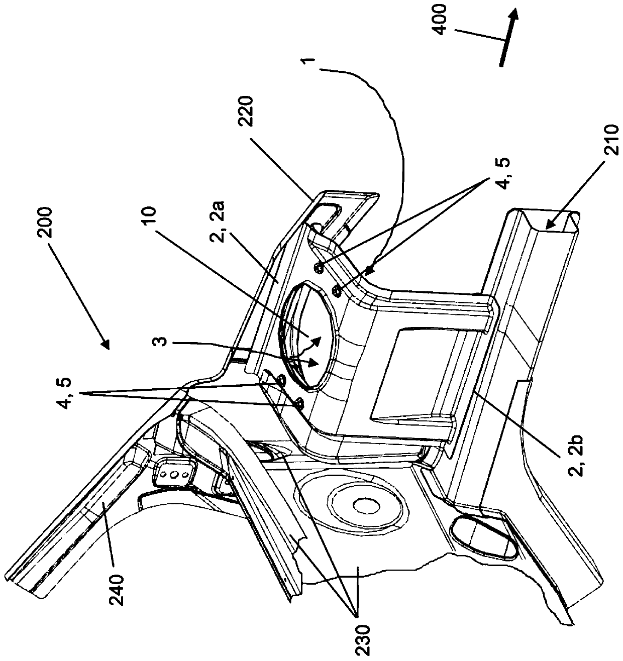 Support structure part and spring leg bushing for connecting spring leg to vehicle body