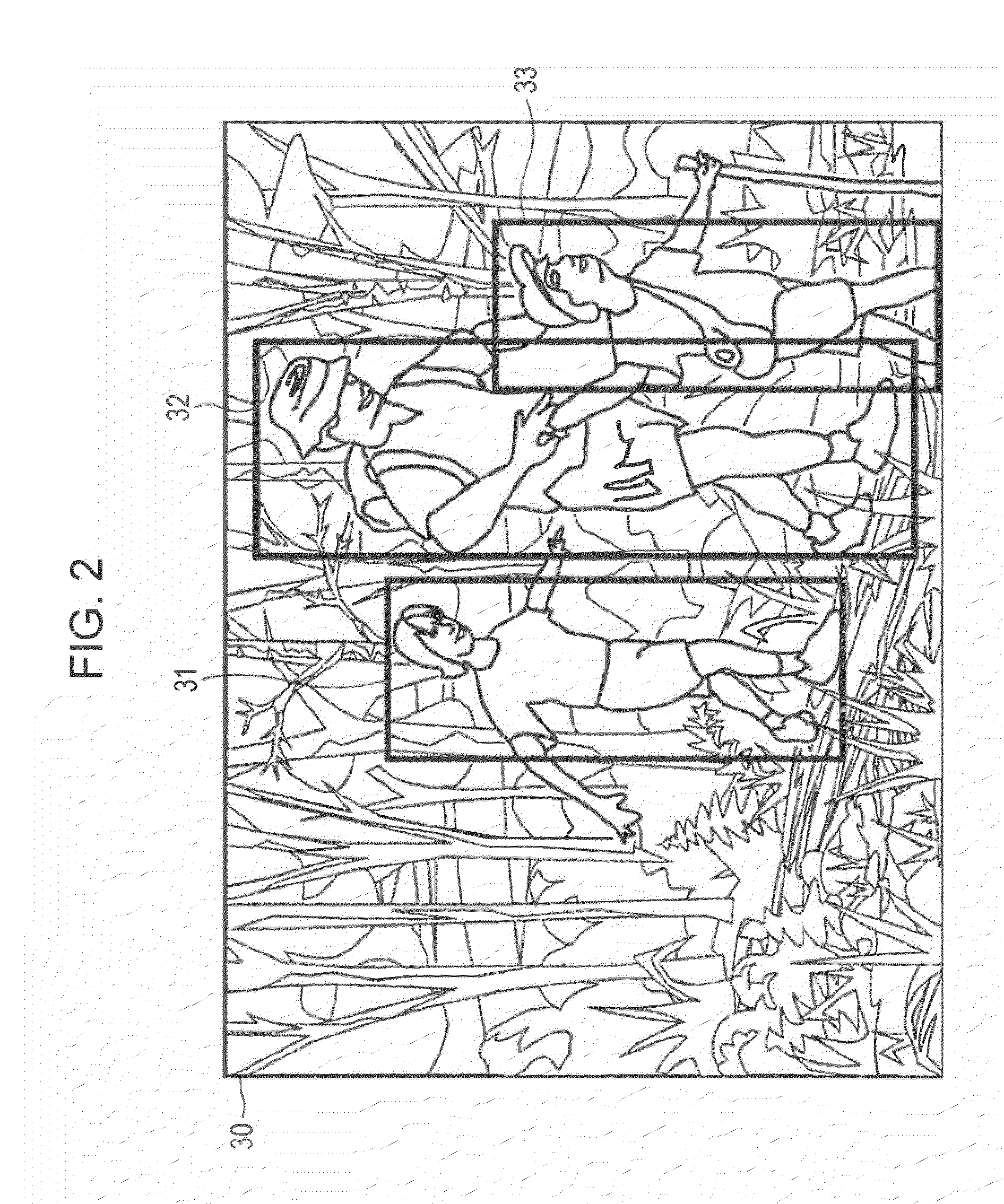 Image processing device for detecting a face or head region, a clothing region and for changing the clothing region